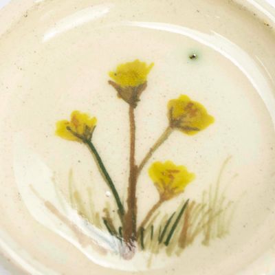 Yellow Flowers, ceramic dish WOOD43