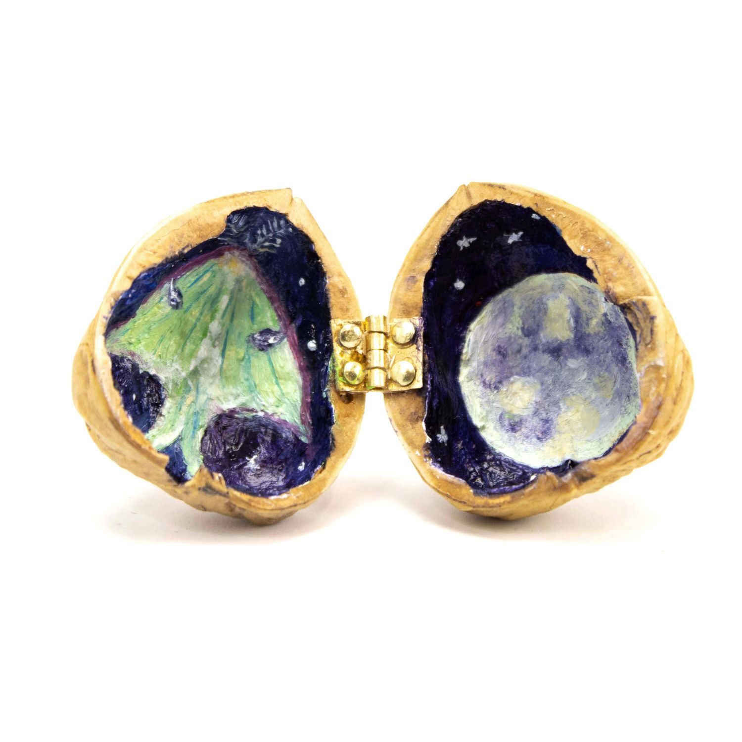 Luna Moth and Moon, walnut painting GERS27