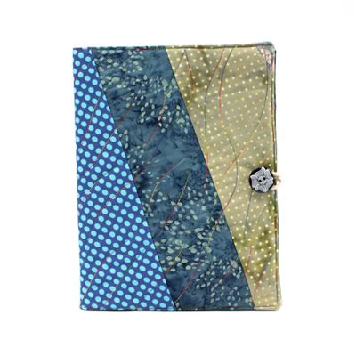 Batik in Blues and Greens, large quilt covered journal HIRC379