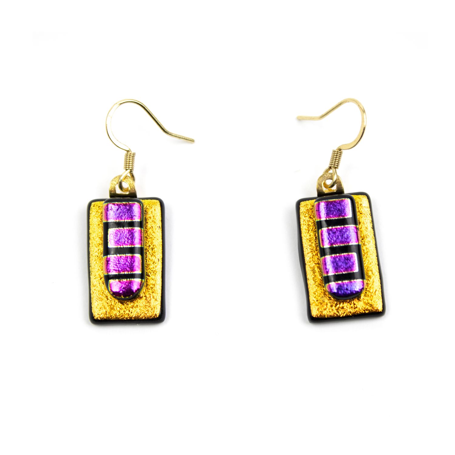Raspberry Stripe Over Gold, earrings VINK981