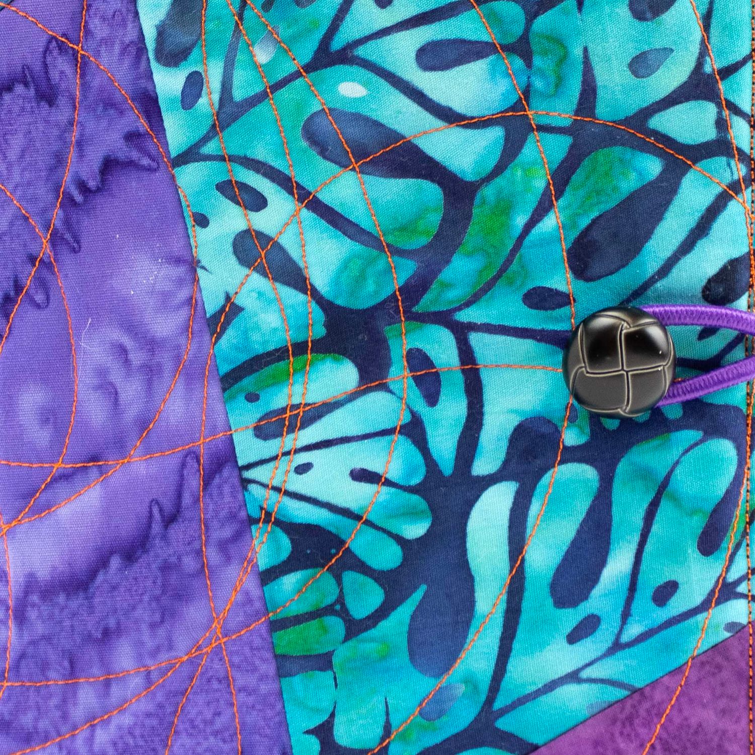 Turquoise and Purple, quilt covered journal HIRC377
