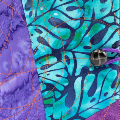 Turquoise and Purple, quilt covered journal HIRC377