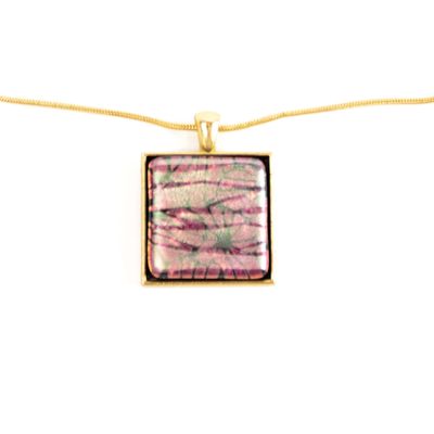 Raspberry Floral Square Pendant, necklace VINK983