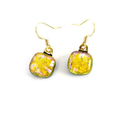 Yellow Shimmer Squares, earrings VINK980