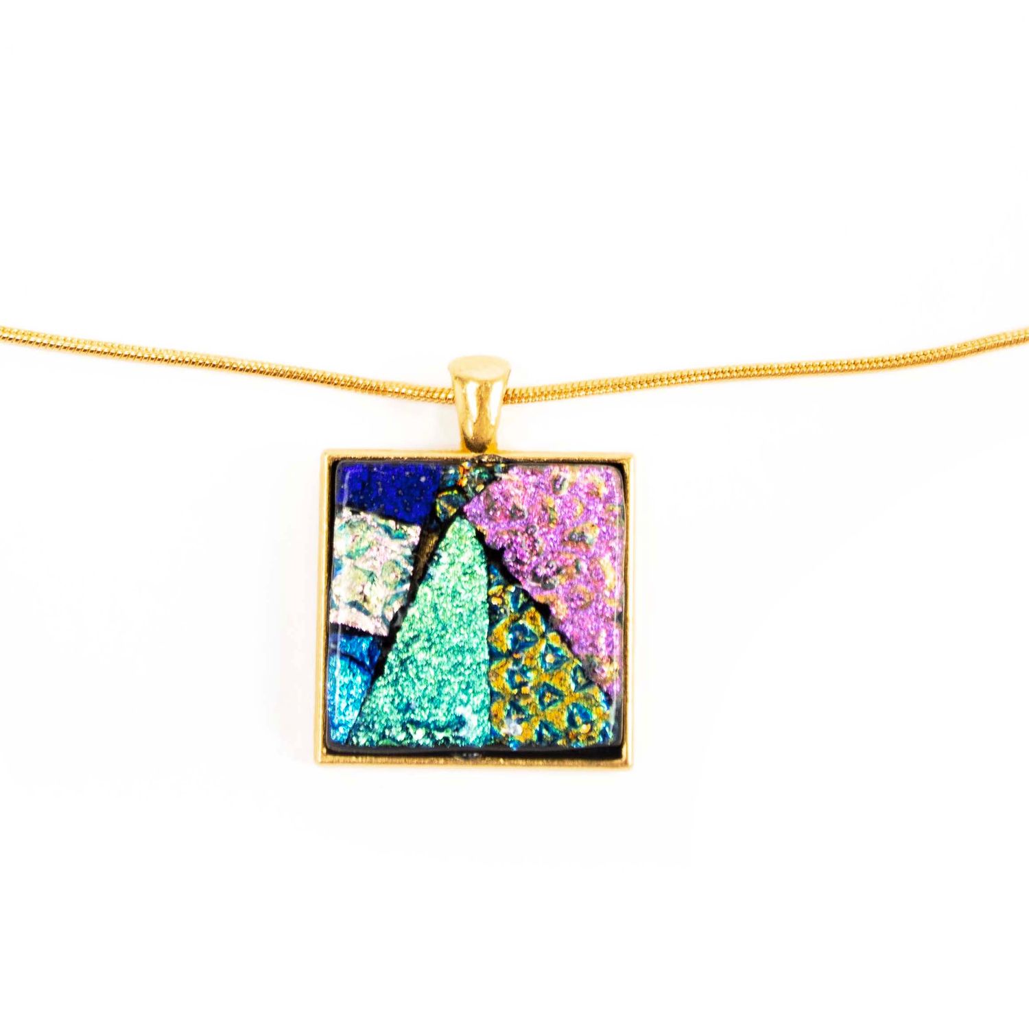 Turquoise Triangle in Square Pendant, necklace VINK989
