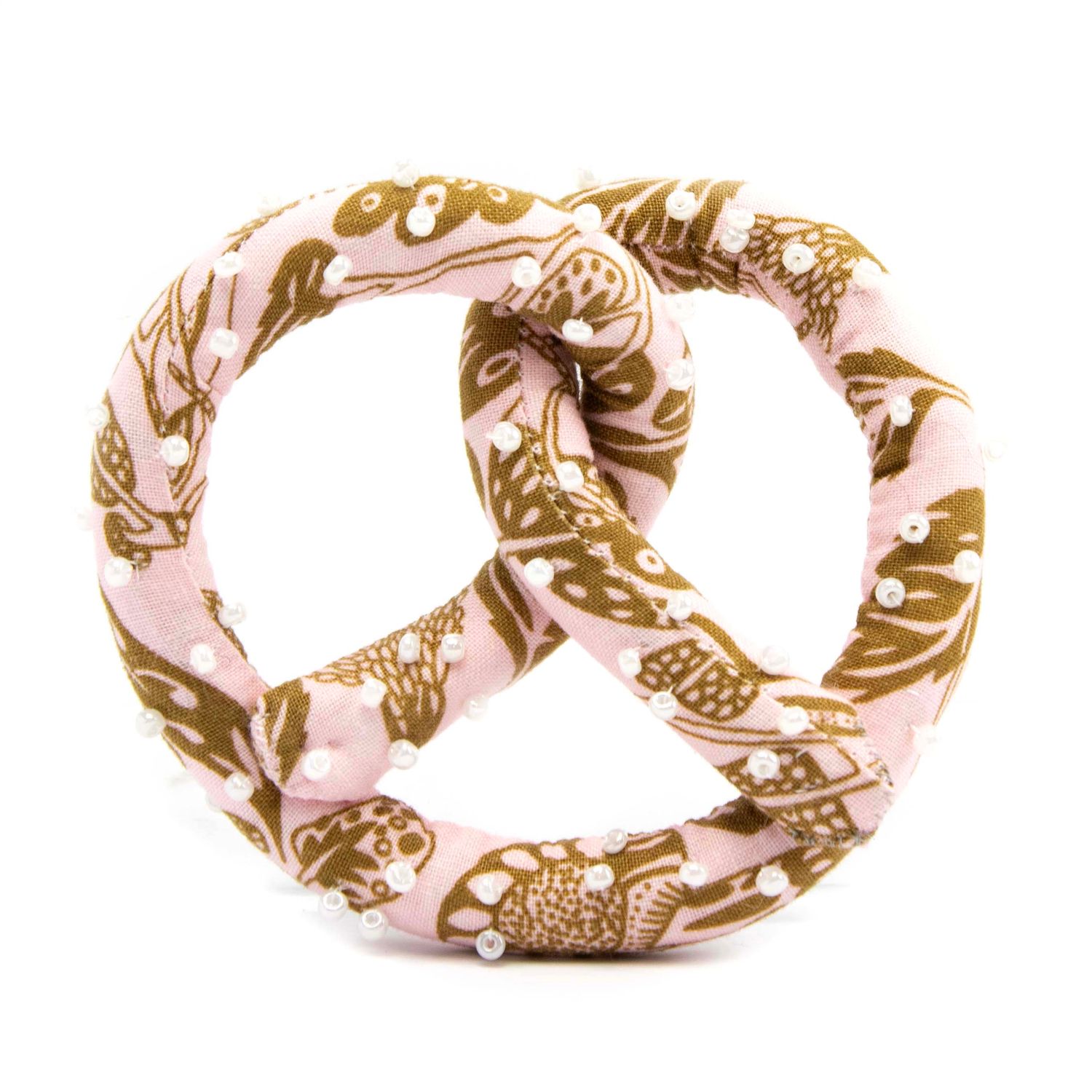 Tan and Pink, soft sculpture pretzel HIRC372