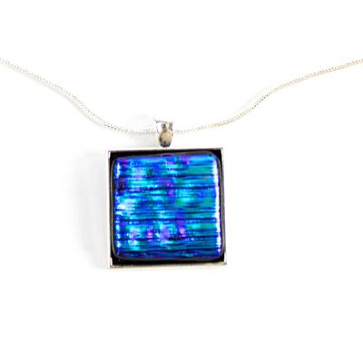 Cobalt Stripe Square Pendant, necklace VINK986