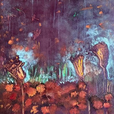 Daffodils &amp; Fireflies, oil painting TOSM005