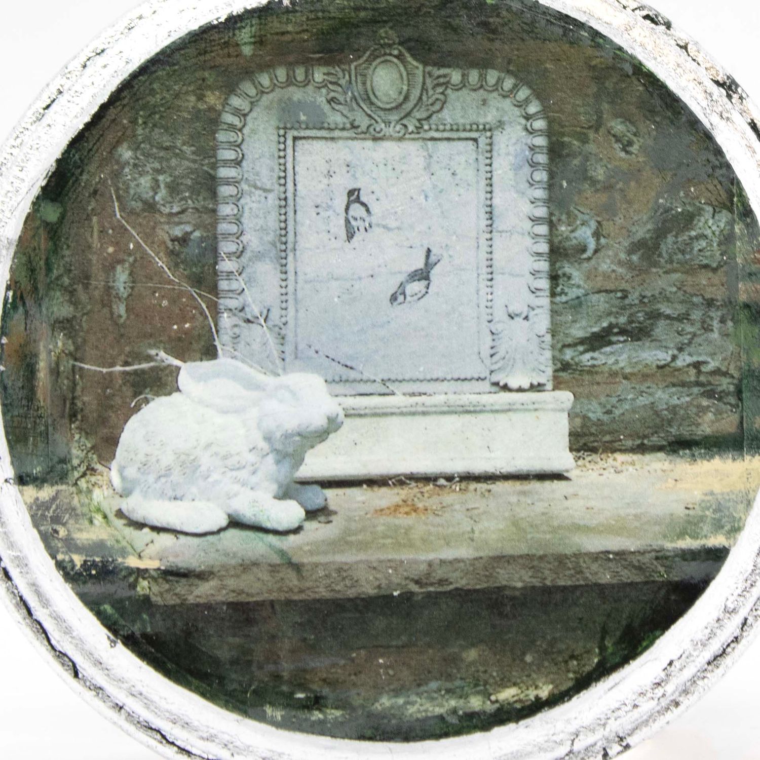 Ceramic Bunny, mixed media painting SAND529