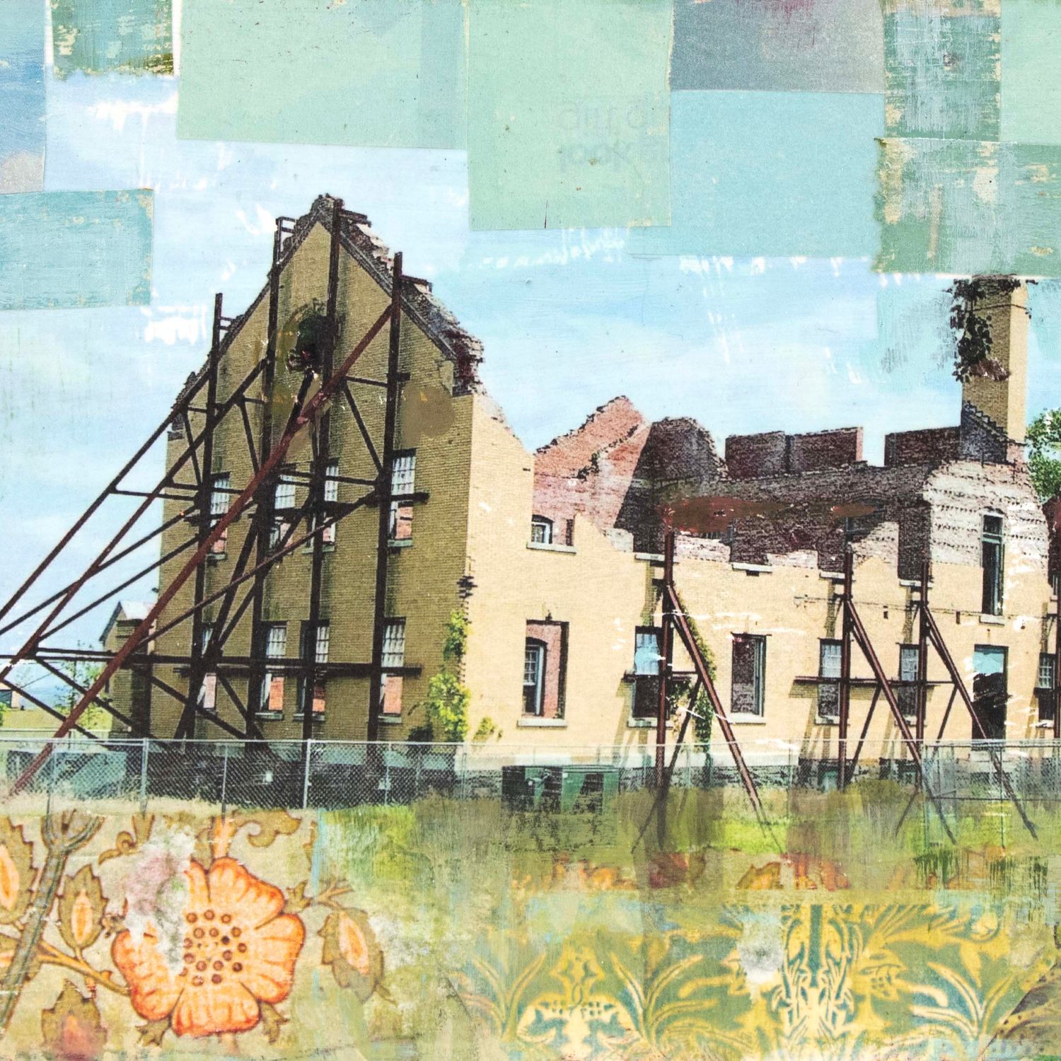 Crumbling Civilization, mixed media painting SAND543