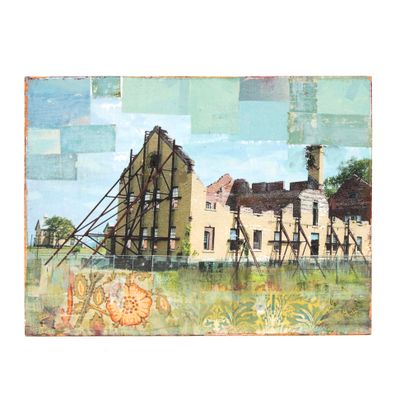 Crumbling Civilization, mixed media painting SAND543