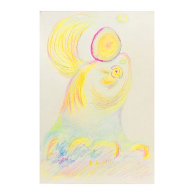 Crossing the Rainbow Bridge, mixed media painting KINR08