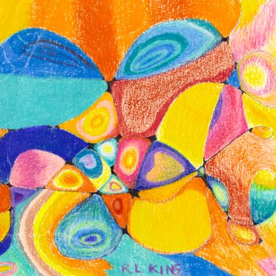 Abstract Natural Landscape, mixed media painting KINR15