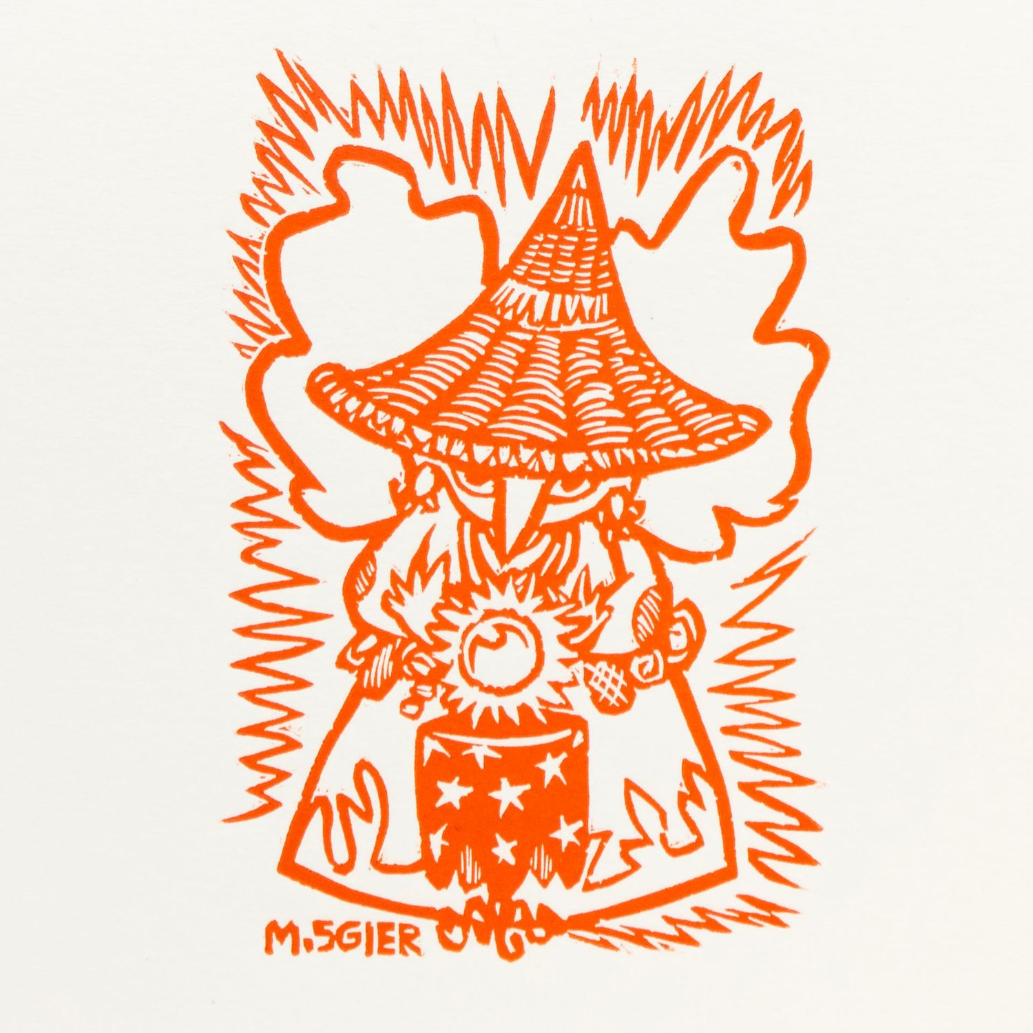 Fortune Witch, linocut relief print SGIM04