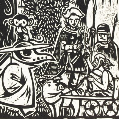 Streets of Tiega no.1, woodcut relief print SGIM06