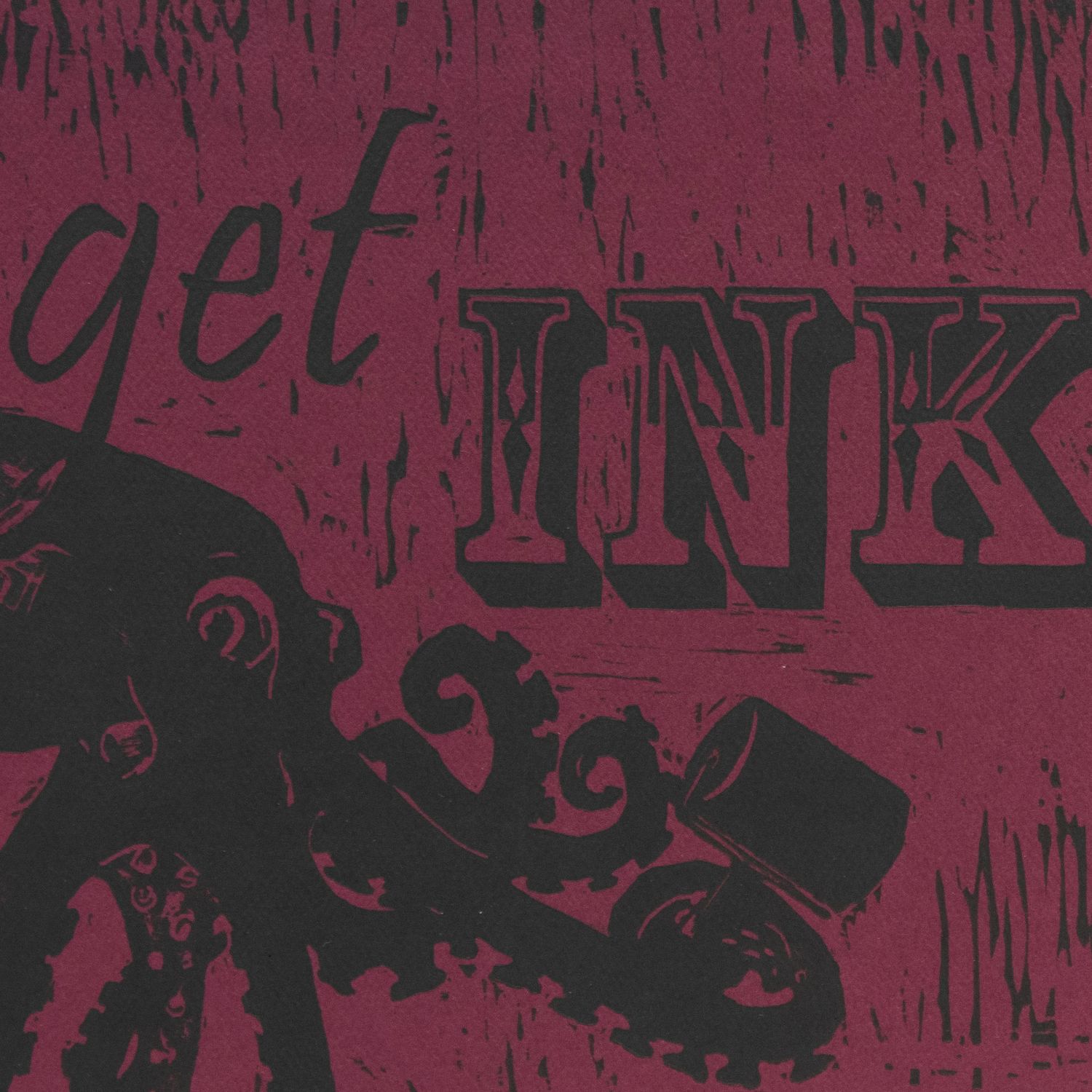 Get Inky (burgandy), woodcut VANK580