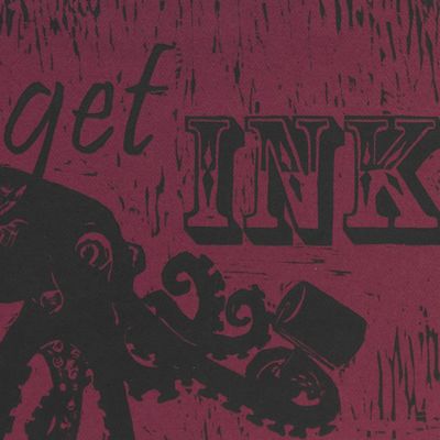 Get Inky (burgandy), woodcut VANK580