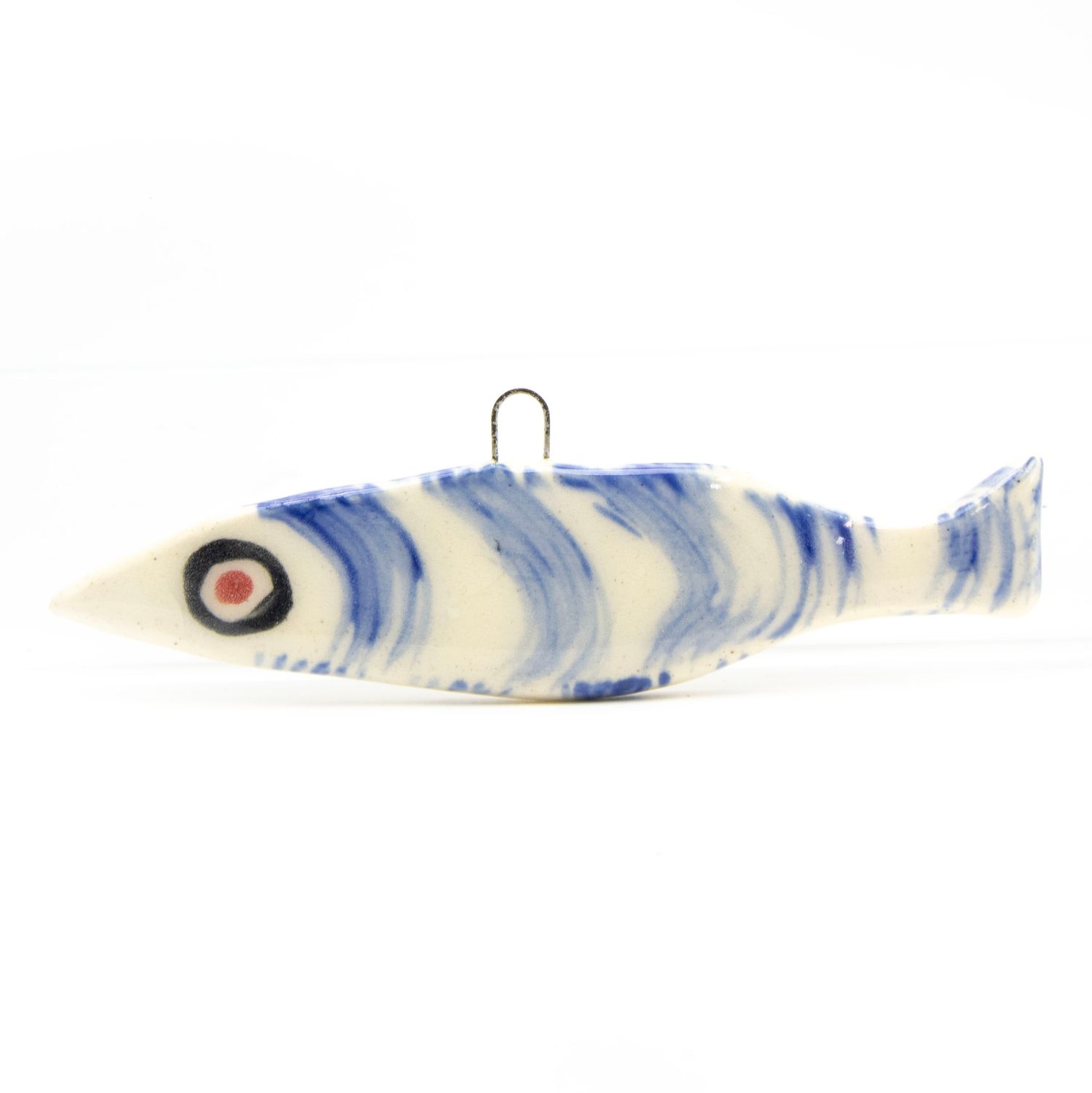 Fish ornament: Cobalt Evil Eye B, ceramic ROHG047
