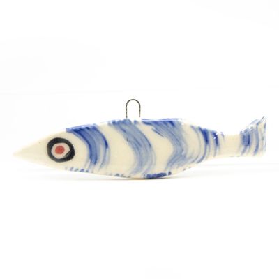 Fish ornament: Cobalt Evil Eye B, ceramic ROHG047