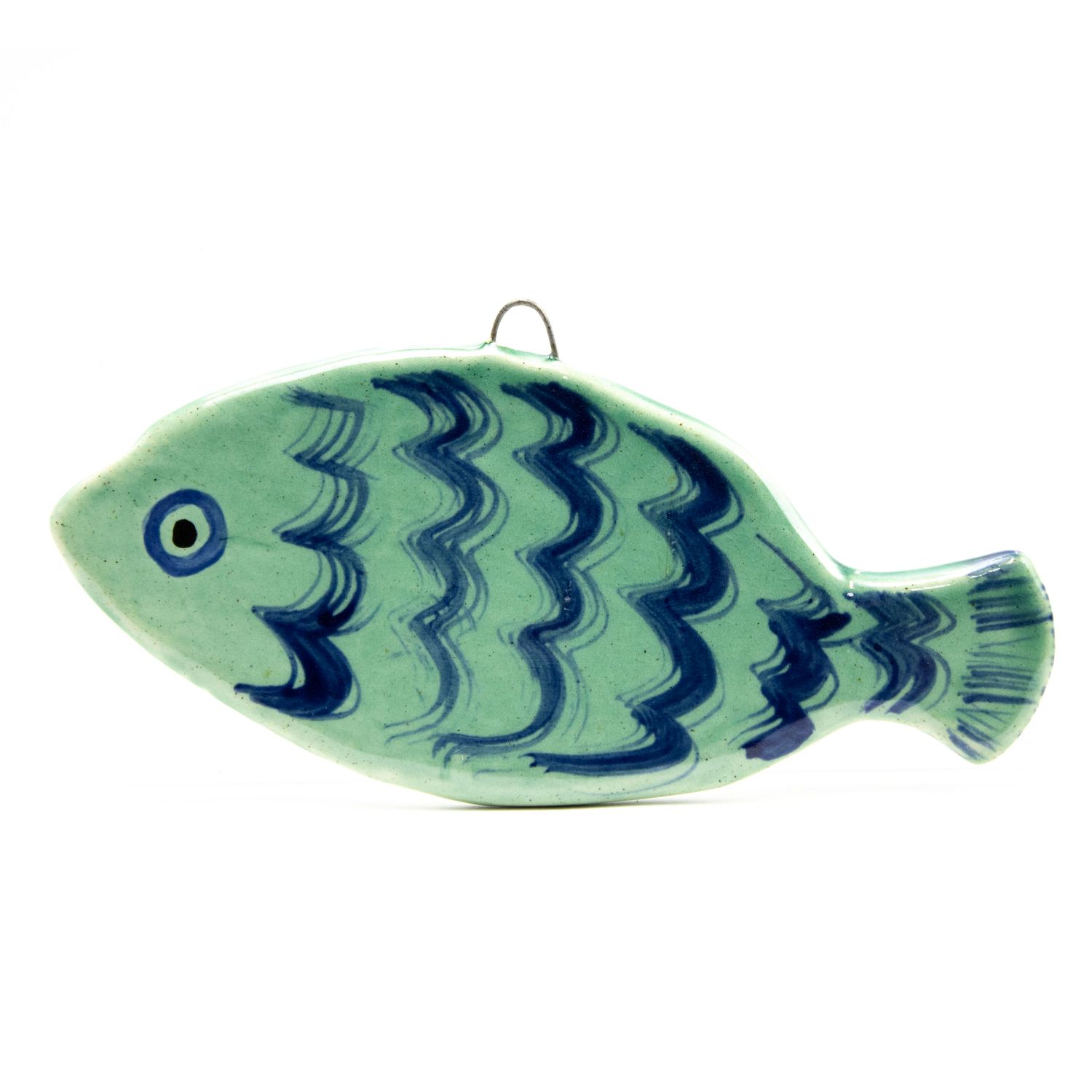 Fish ornament: Teal with Blue Scales, ceramic ROHG060