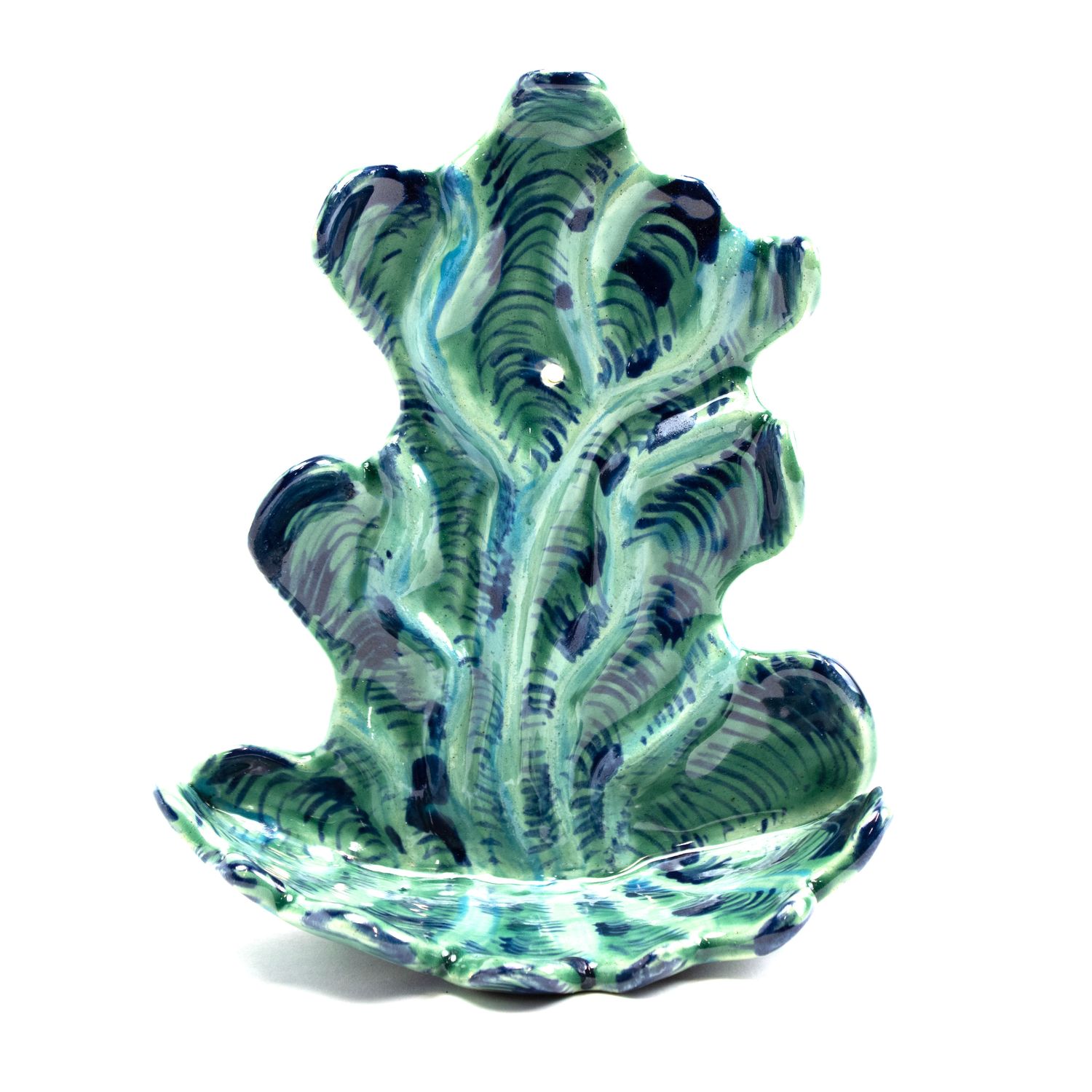 Teal with Blue, ceramic wall pocket ROHG042