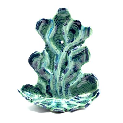 Teal with Blue, ceramic wall pocket ROHG042