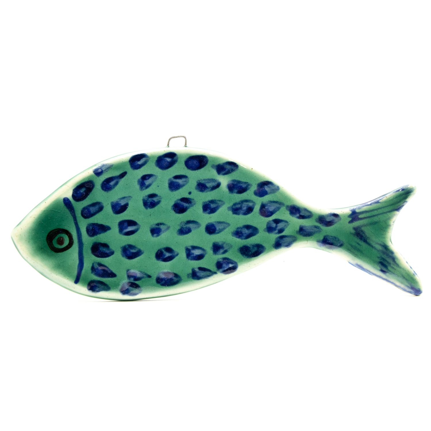 Fish ornament: Teal with Blue, ceramic ROHG061