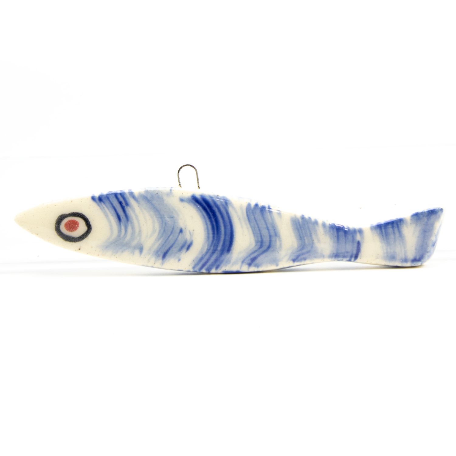 Fish ornament: Cobalt Evil Eye A, ceramic ROHG046
