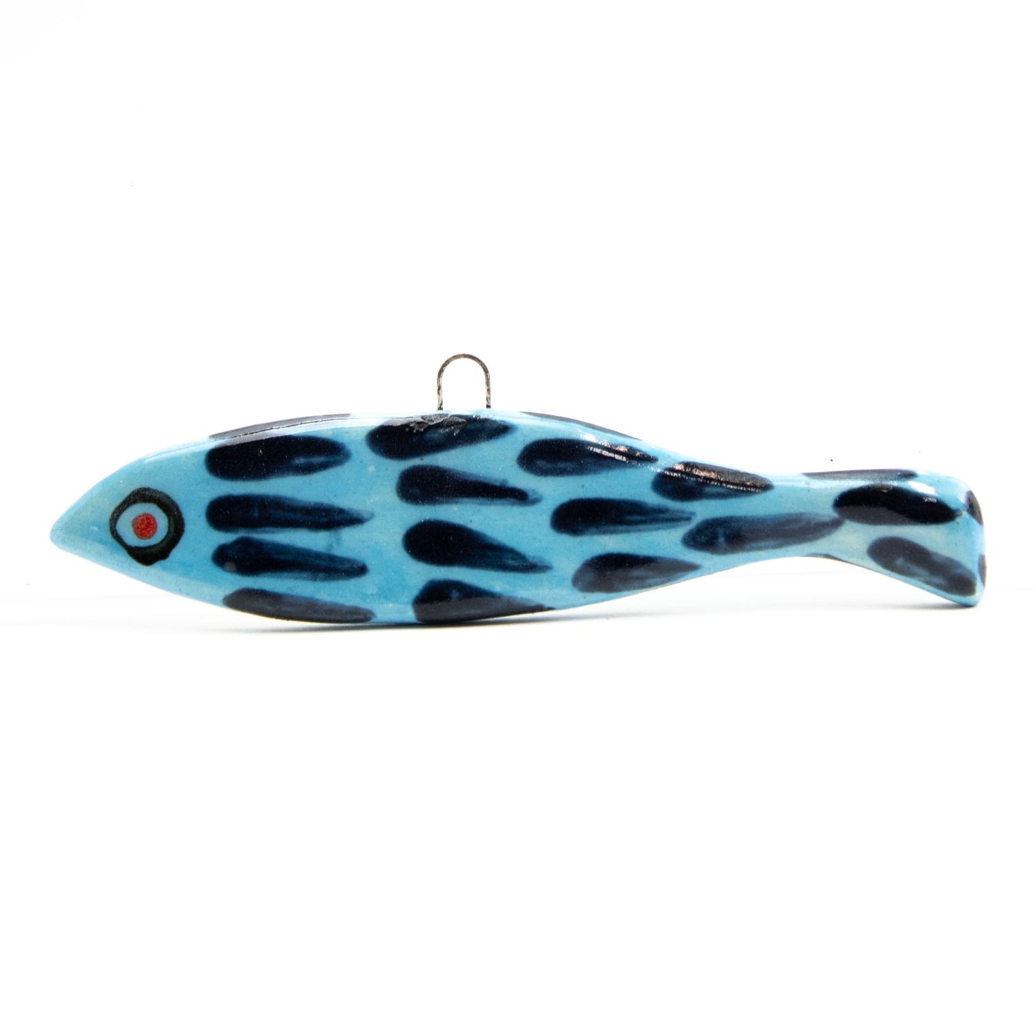 Fish ornament: Cobalt on Sky, ceramic ROHG049