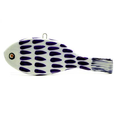 Fish ornament: Cobalt on Blue, ceramic ROHG056