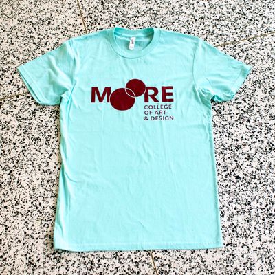 Moore Tee: Celadon Burgundy Logo