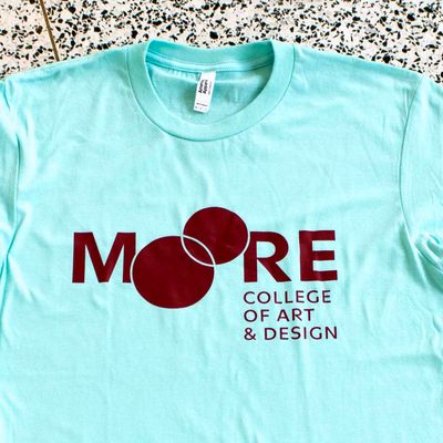 Moore Tee: Celadon Burgundy Logo