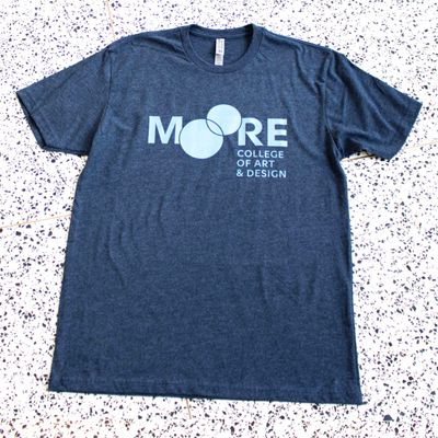 Moore Tee: Navy Heather Silver Logo