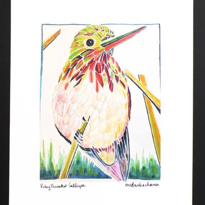Ruby Throated Calliope with Black Mat, print BARC275 Ruby Throated Calliope with Black Mat, print BARC275