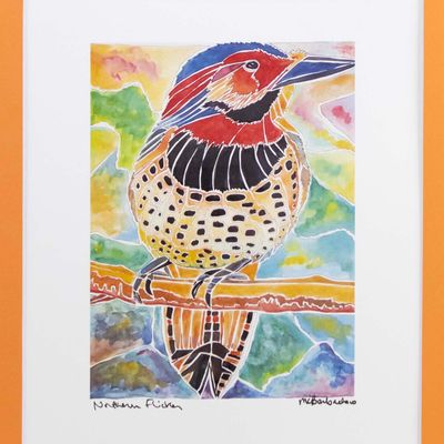 Northern Flicker with Tangerine Mat, print BARC271 Northern Flicker with Tangerine Mat, print BARC271