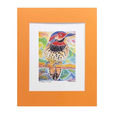 Northern Flicker with Tangerine Mat, print BARC271