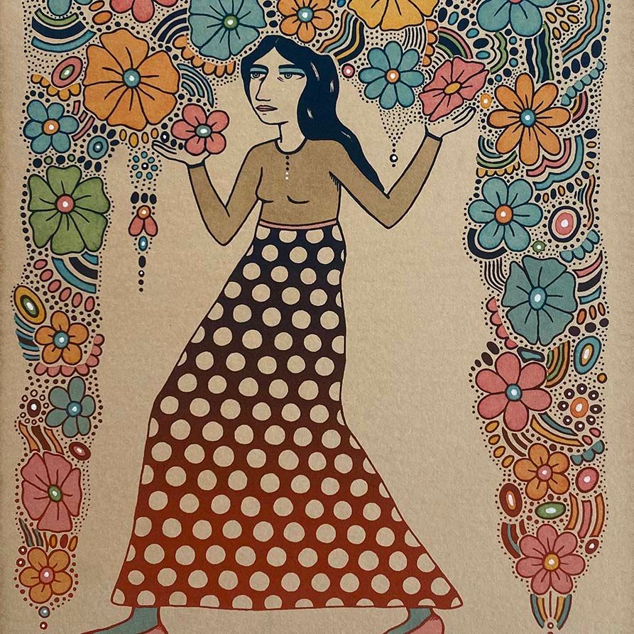 Wild Woman, silkscreen hand painted KADM004