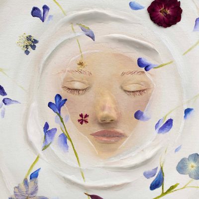 Milky Portrait, mixed media on board VELN16