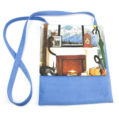 Gathering Round the Fire in Bright Blue, small messenger KOPS550