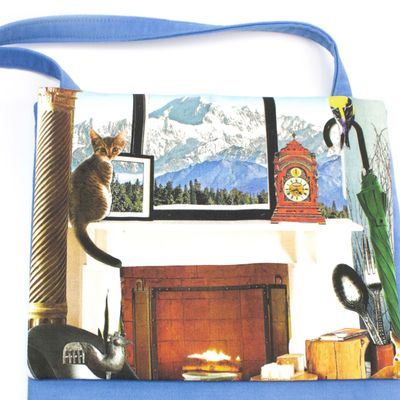 Gathering Round the Fire in Bright Blue, small messenger KOPS550