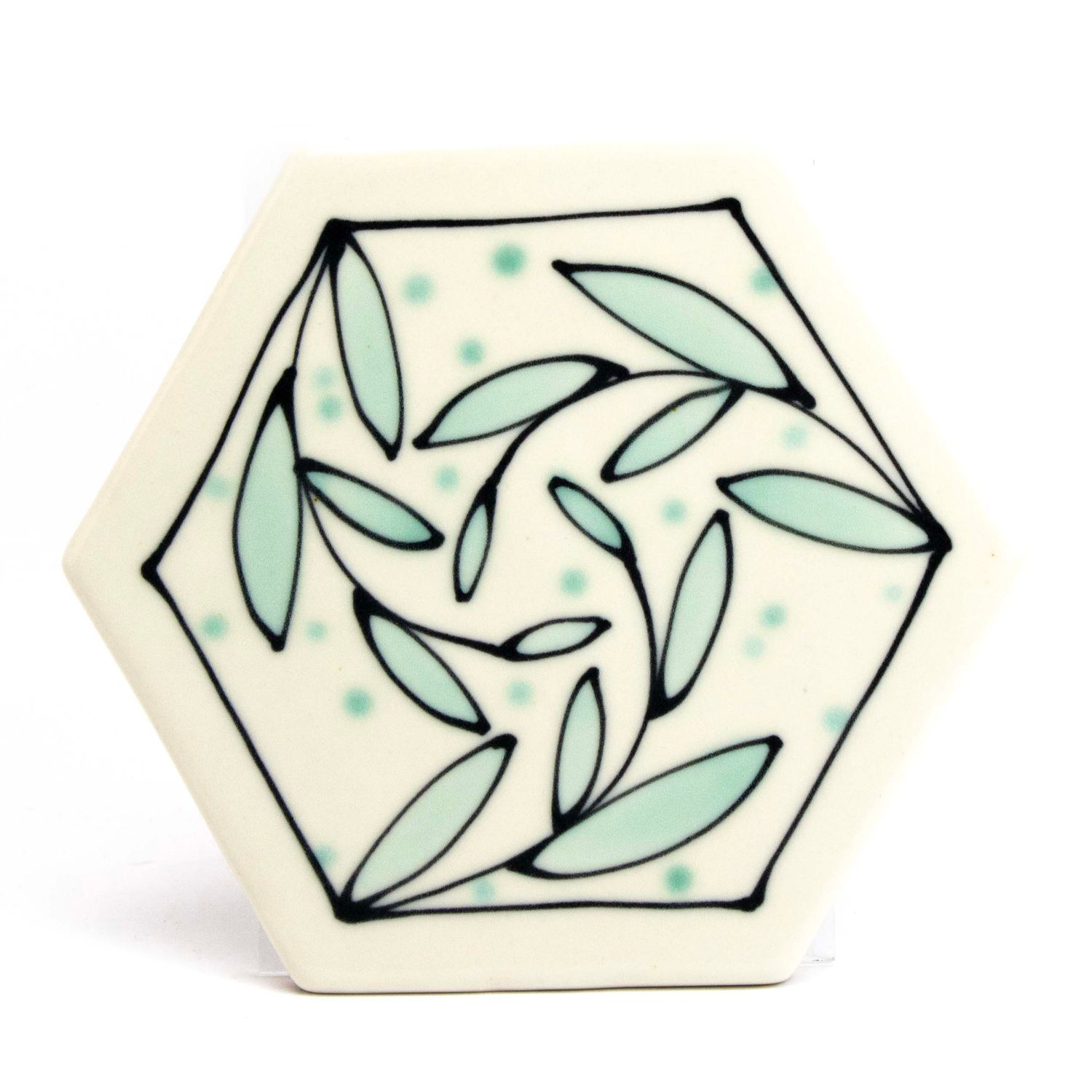 Ivory/Blue Green Trivet, trivet with cork HECL443