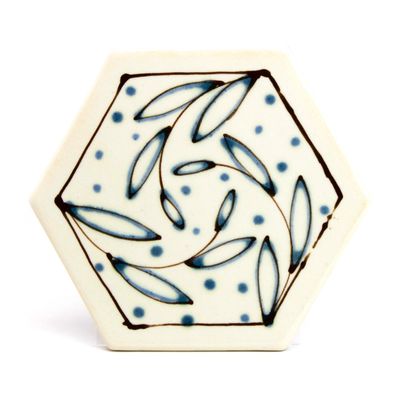White Blue, trivet with cork HECL442