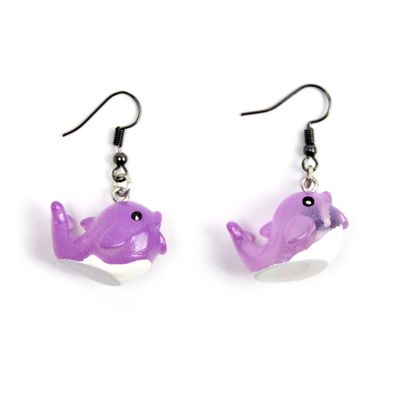 Purple Dolphins, silly creature earrings JOHR05