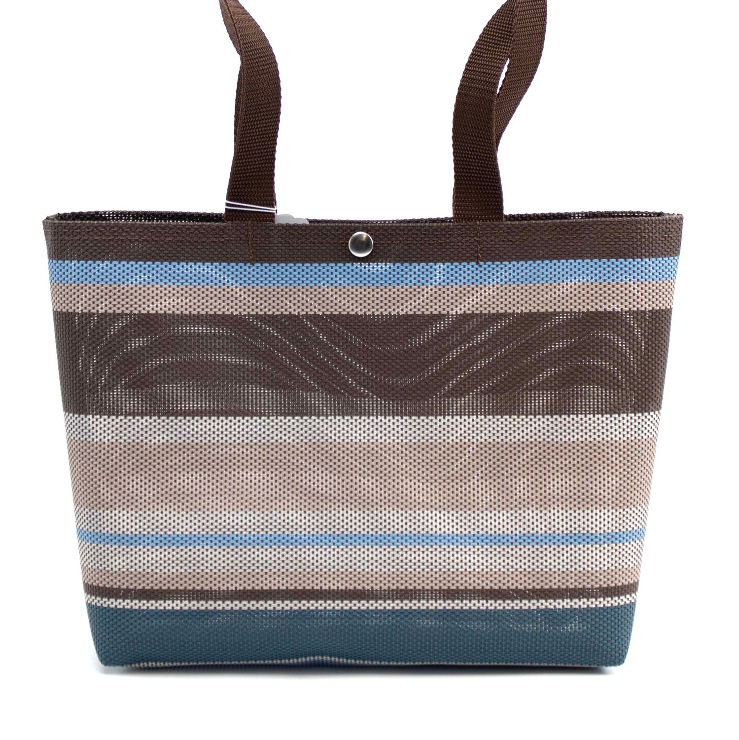 Brown Blue Stripes, medium tote CASK279