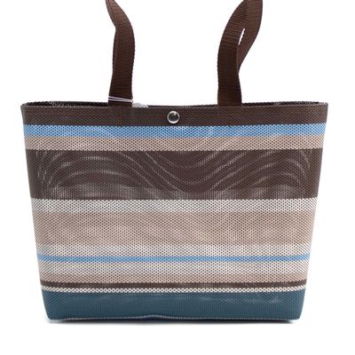 Brown Blue Stripes, medium tote CASK279