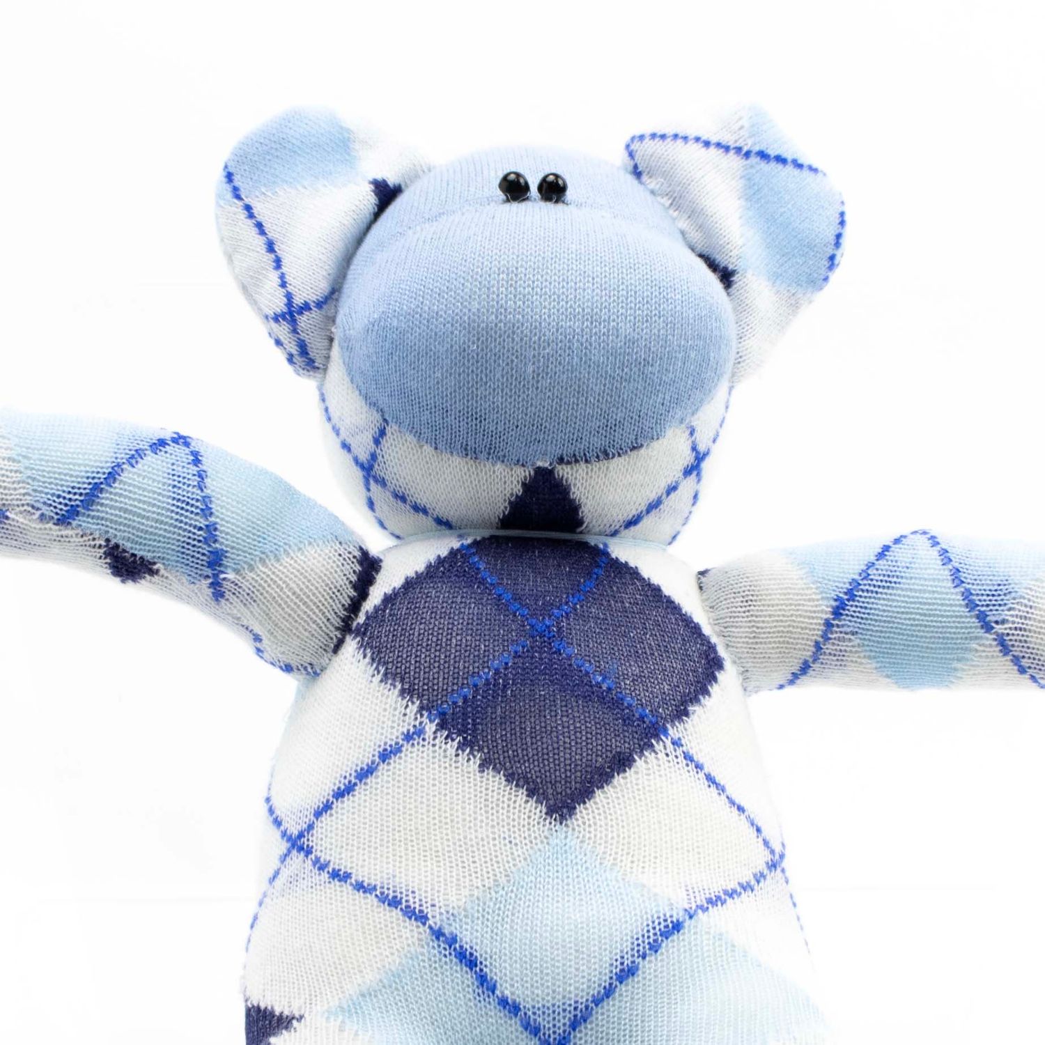 Blue Argyle, sock monkey GOLE174