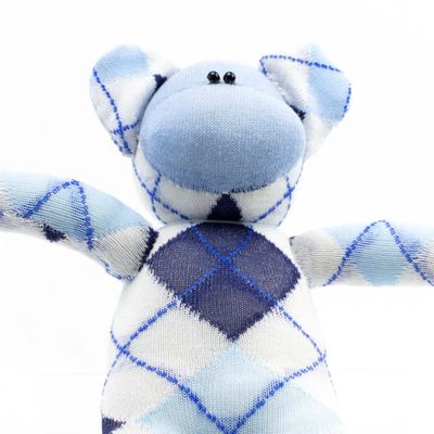 Blue Argyle, sock monkey GOLE174