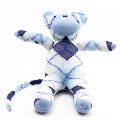 Blue Argyle, sock monkey GOLE174