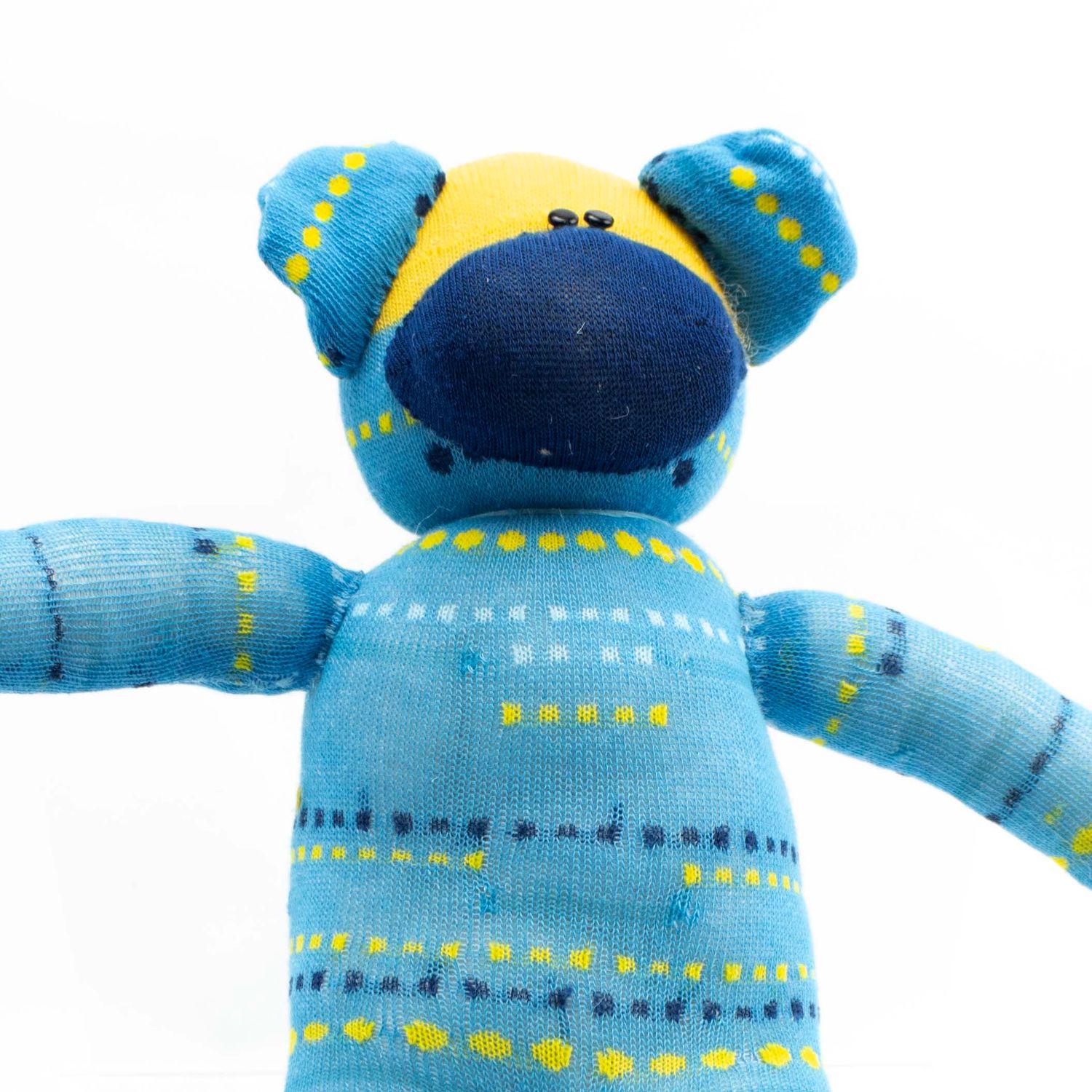 Teal Blue with Yellow Dots, sock monkey GOLE169
