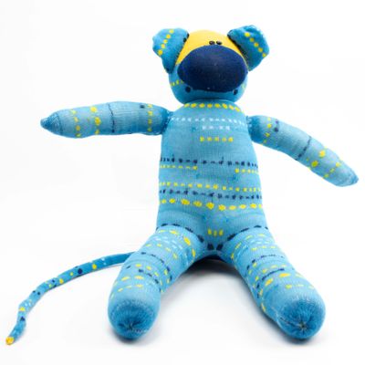 Teal Blue with Yellow Dots, sock monkey GOLE169